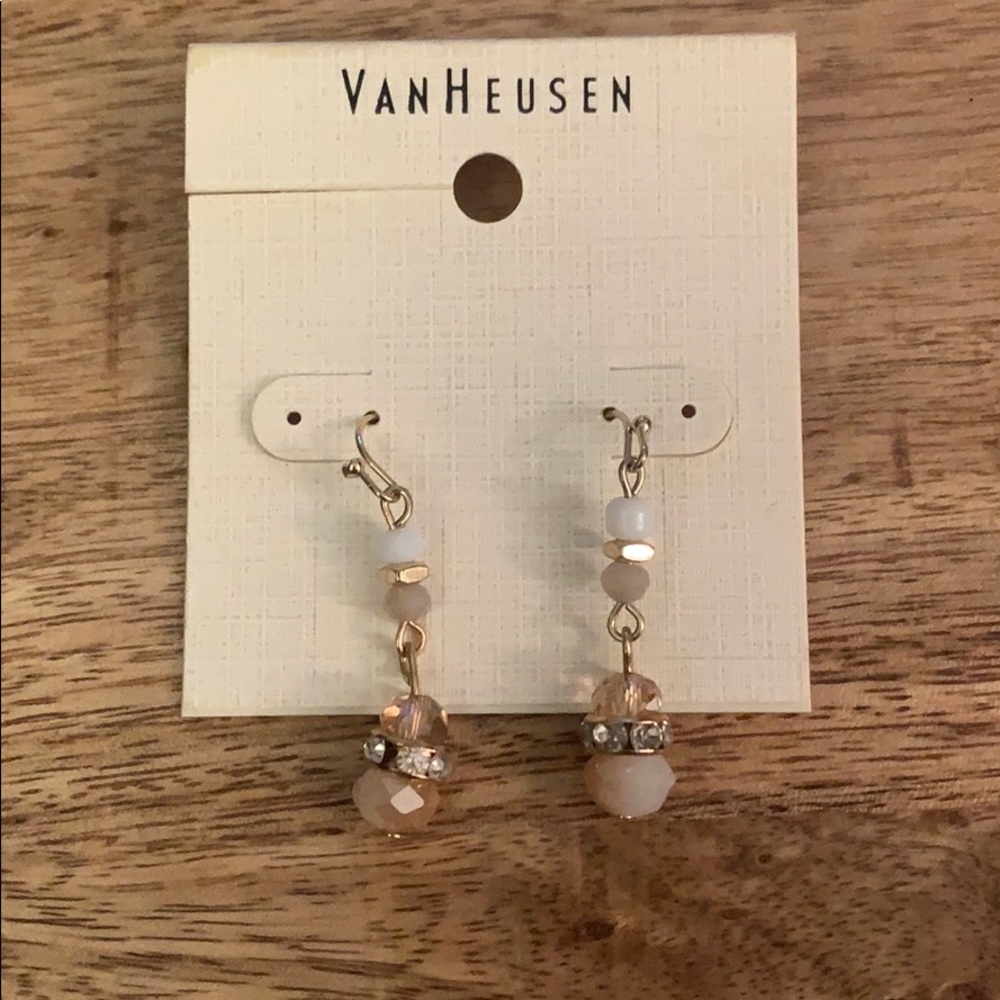 Gold and White Earrings